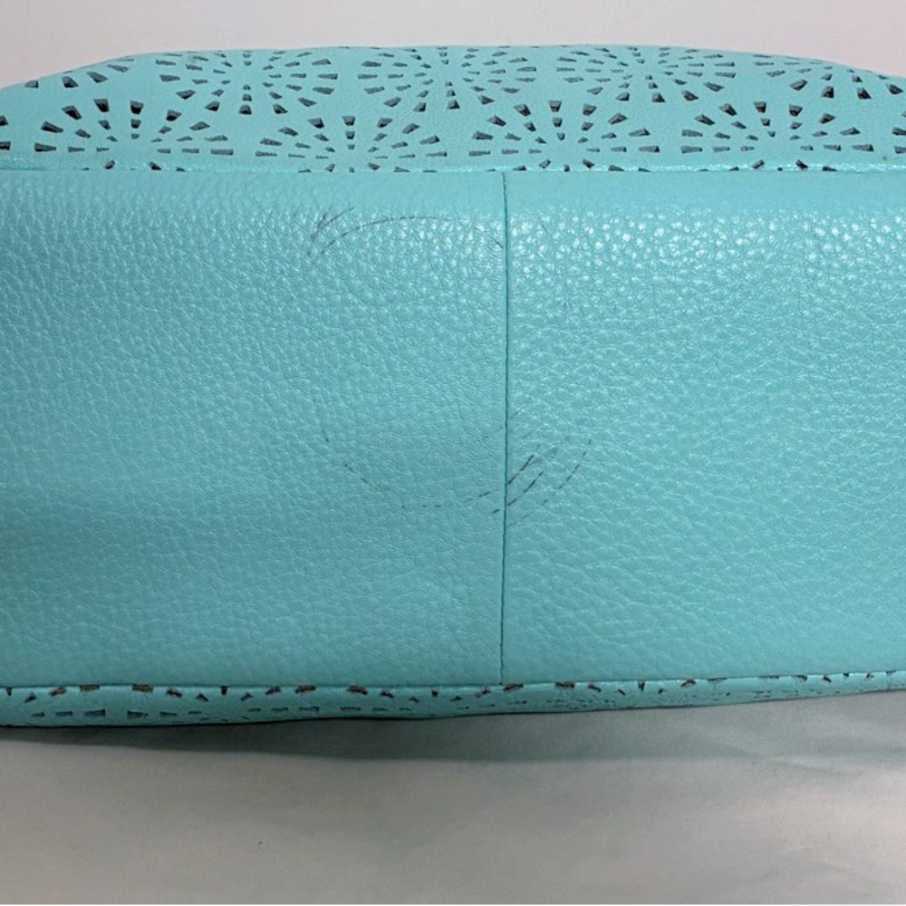 Talbots blue turquoise satchel handbag  with cutout designs NWOT - Picture 6 of 12
